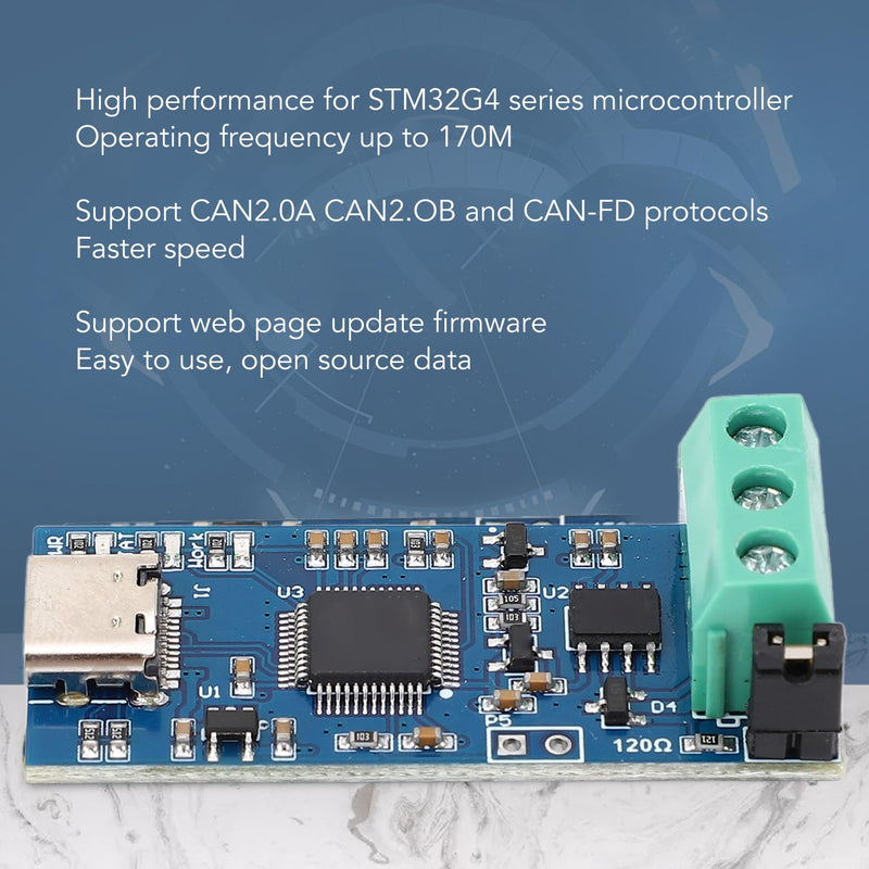 SEAFRONT USB to CAN Module Type C Power Supply Converter Adapter for CAN 2.0A CAN 2.0B CAN FD Protocol Bus Analyzer V2.0 LED Display High Performance