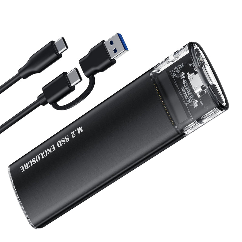 M.2 NVMe SATA SSD Enclosure, 10Gbps USB 3.1 GEN2 Support UASP Trim, Tool Free NVMe SATA SSD to USB-C Adapter Case for 2242/2260/2280