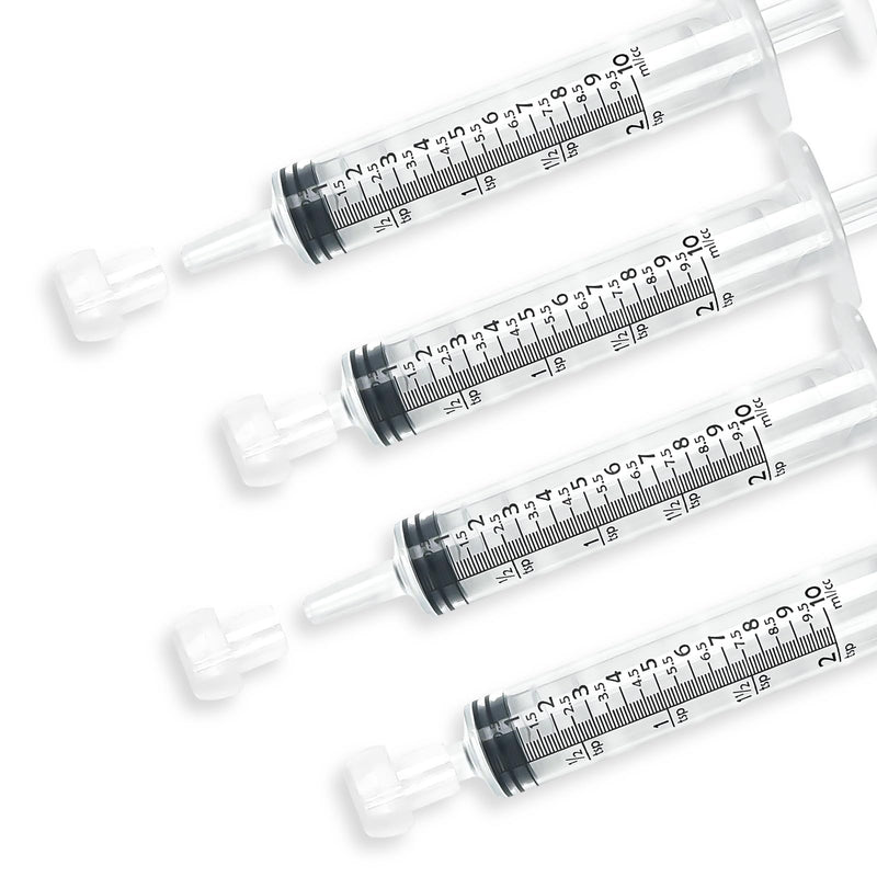 Syringes 10 ml - Pack of 20 Syringes with Lid, Syringe Without Needle, Plastic Syringe, Feed Syringe, Dosing Syringe, for Laboratory, Plants, Engine Oil or Brake Fluid (Not Medical Use)