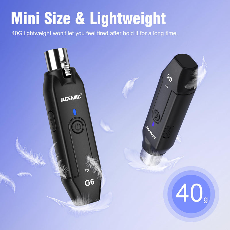 [AUSTRALIA] - 2.4G Wireless Microphone Audio Transmitter and Receiver System Plug-on XLR Mic Adapter 6 Channels for Dynamic Mic, Audio Mixer, PA System, G6 