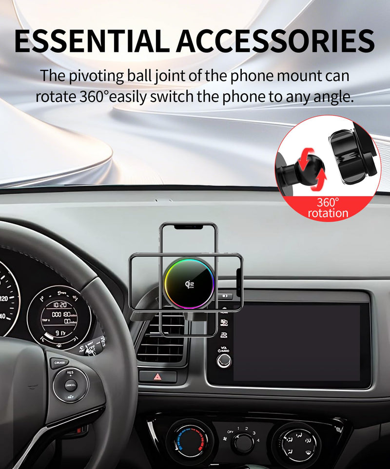 25W Car Mount Charger for Honda HRV HR-V 2016-2022 | 2016-2022 Honda HRV HR-V Qi2.2 25W MagSafe Fast Charging Cell Phone Holder Accessories,with Cooling Fan＆54W Fast Adapter for 2016-2022 Honda HR-V