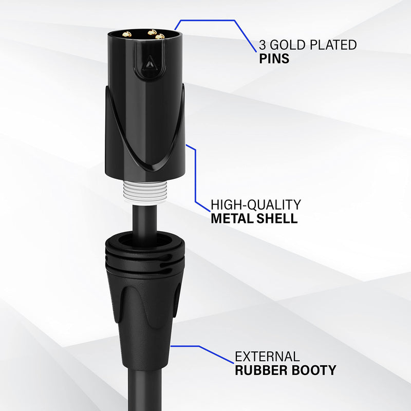 LyxPro 25 Feet Right Angle XLR Female to Male 3 Pin Mic Cord for Powered Speakers Audio Interface Professional Pro Audio Performance Camcorders DSLR Video Cameras and Recording Devices - Black 25 Ft. Angled Female