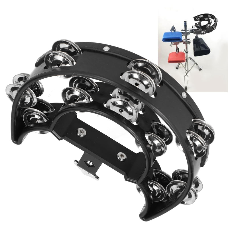 VGEBY Drum Set Hi Hat, Hi Hat Tambourine Drum Set Multifunctional Hand Bell Rattle Loose Double Row Bells Tambourine for for Mounted