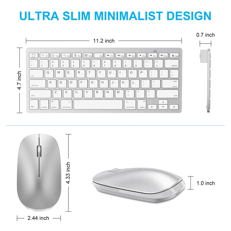 Wireless Keyboard and Mouse for iPad (iPadOS 13 and Above), SPARIN Bluetooth Keyboard and Mouse Compatible with iPad Pro 12.9 / 11 / iPad 10.2 (9th 8th Gen) / iPad Air 4 / iPad Mini, Silver White