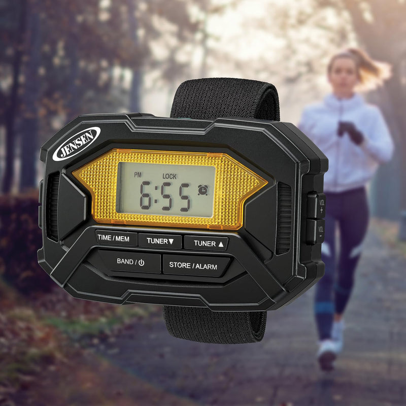 [AUSTRALIA] - Jensen SAB-60 Armband Digital AM/FM Stereo Radio with Clock and Earbuds, Black, SAB-60 