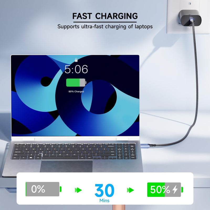 [2-Pack] USB 4 Cable 10FT/3 M,Long USB C Data Cable for 40Gbps Braided,8K/4K Video Display,240W Fast Charging,Type c to Type c Compatible with Thunderbolt 4/3 Cable,high Speed USB c Cable 10FT+10FT