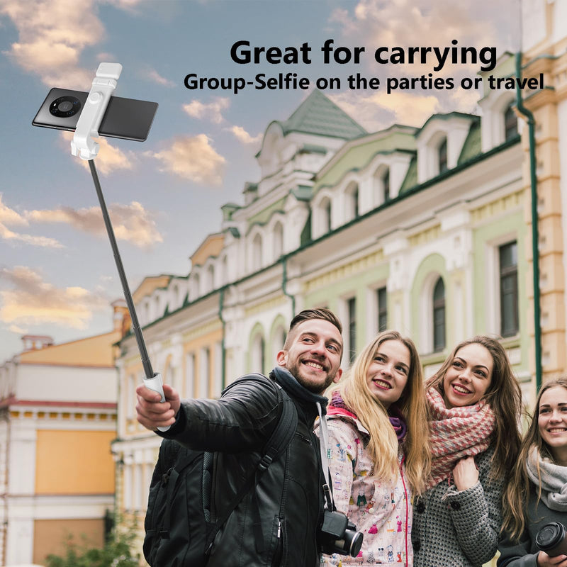[AUSTRALIA] - Selfie Stick Tripod, 40 in Retractable Phone Tripod with Wireless Remote Control & Light, Portable Selfie Stick Tripod for Photograph, Live Streaming, Video Recording, Compatible with All Cellphones White 