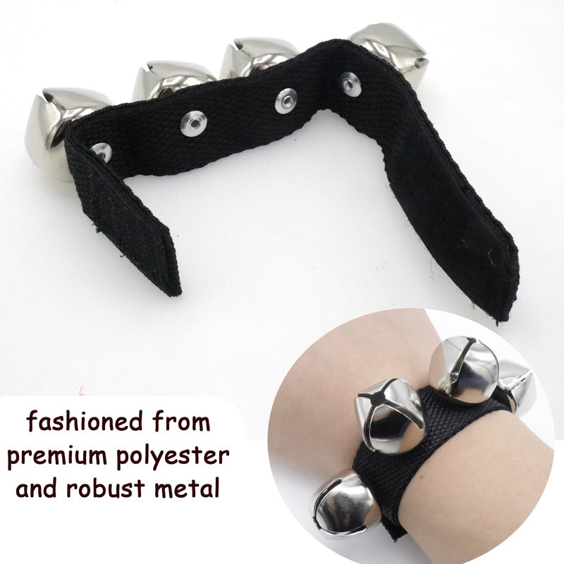 Wrist Bells Set of 2, Black Jingle Bells Instrument, Adjustable Ankle Percussion Musical for Kids, Party Favors, Christmas Decor, Education, Dance, Band Performance