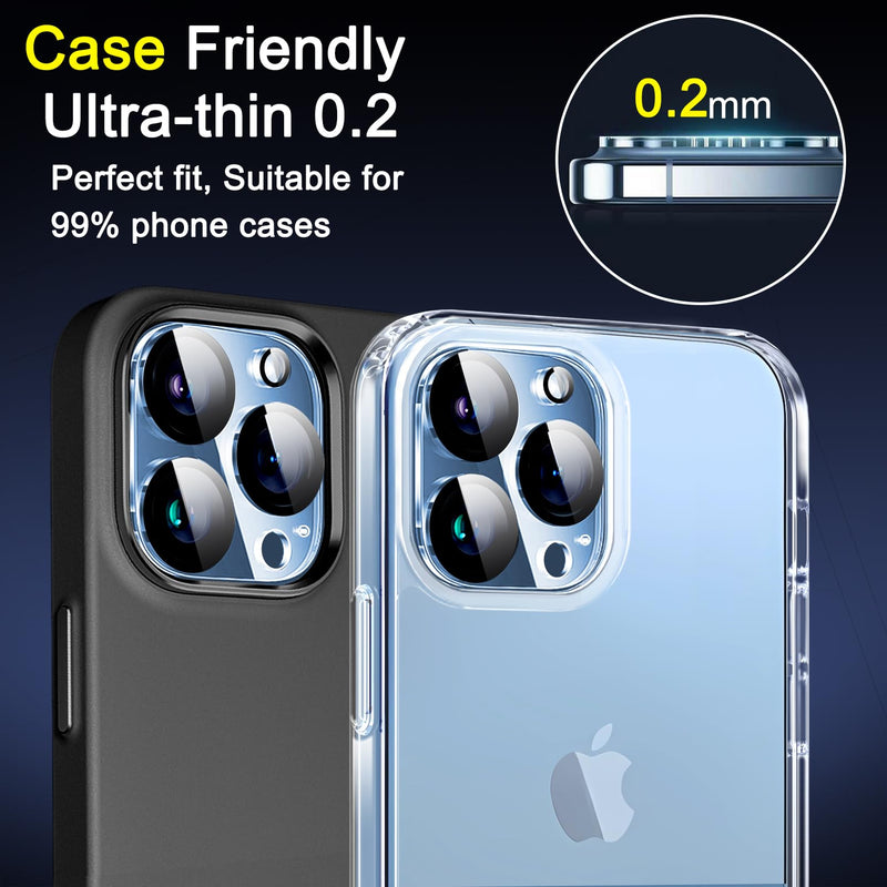 Ferilinso Designed for iPhone 13 Pro Max Camera Lens Protector, Designed for iPhone 13 Pro Camera Lens Protector, 3 Pack 9H Tempered GlaSS, Night Shooting Mode, Case Friendly, High Definition 6.1 INCH-6.7 INCH