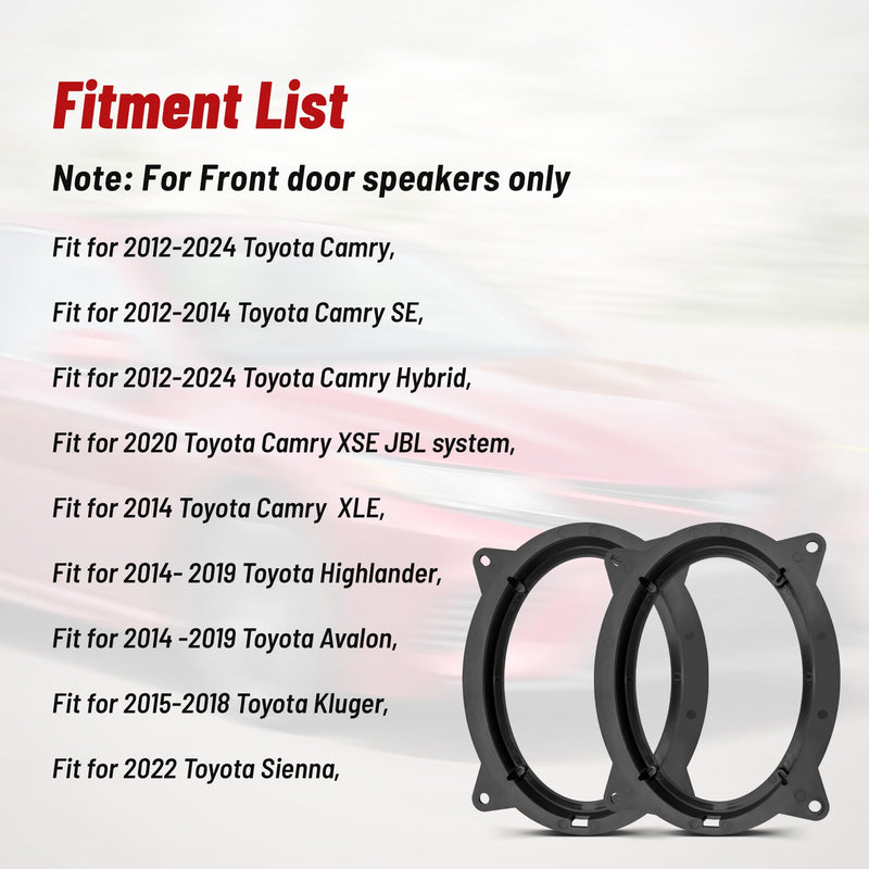 [AUSTRALIA] - RED WOLF 6" x 9" Front Door Speaker Mount Adapter Fit for 2012 Up Toyota Camry Highlander Tacoma Kluger Sienna Avalon Install Aftermarket Audio Speaker Spacer Ring Bracket Holder 2 PCS 