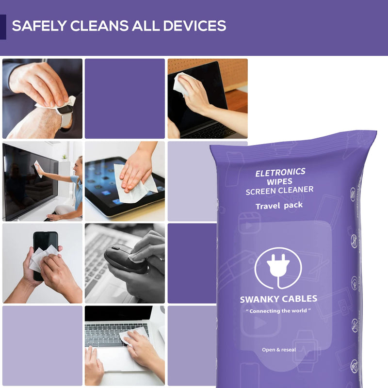 Screen Cleaner Wipes: Electronic Wipes for Screens - Computer Screen Wipes for Lens, Phone, Tv Screen and Monitor Cleaning - Tech Wipes & Microfiber Cloth (Soft Wipes, 60 Count) Soft Wipes