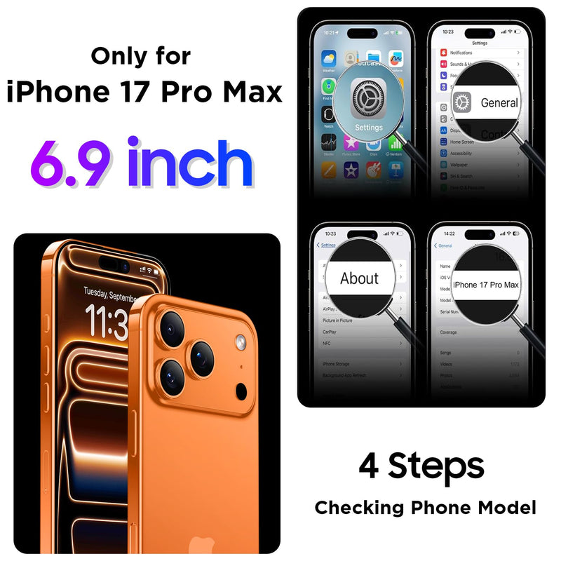 Compatible with iPhone 17 Pro Max Case,Waterproof Built-in Screen & Camera Protector IP68 Underwater Full Body 17FT Military Dropproof Shockproof Phone Case 6.9"-Orange/Clear Orange for iPhone 17 Pro Max 6.9"