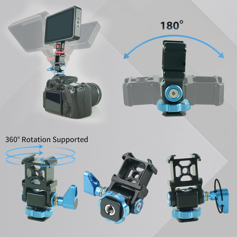 [AUSTRALIA] - Tripod Ball Head Mount 3 Port Cold Shoe Mount with 1/4"-20 Thread, 360° Rotating Panoramic Ball Head for DSLR Camera Tripod Monopod Slider Camcorder Camera Cage Flash LED Monitor Microphone 