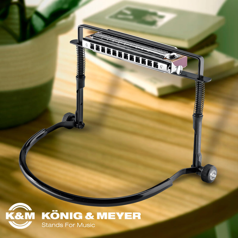 K&M Konig & Meyer 16415.000.55 Harmonica Holder - Industry Standard - Hands Free Harp Neck Brace - Sturdy Adjustable Frame - Professional Grade for all Musicians - German Made - Black 16415.000.55 (1 Pack)