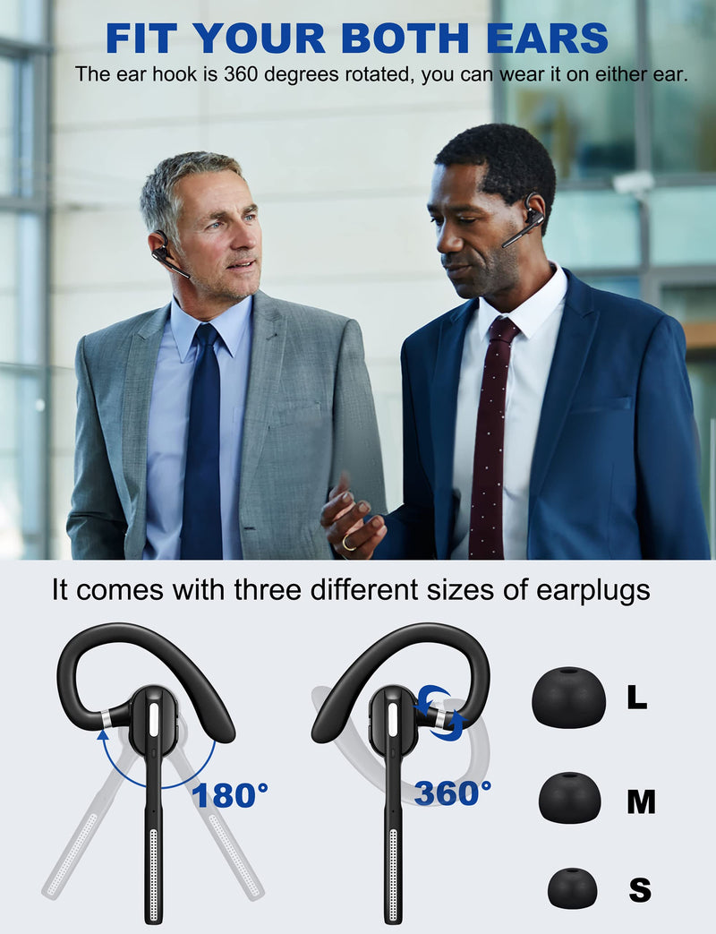[AUSTRALIA] - Bluetooth Headset V5.1, Wireless Headset with Battery Display Charging Case, Bluetooth Earpiece with Noise Canceling Mic for Driving, Office, Business, Compatible with Cell Phone and PC 