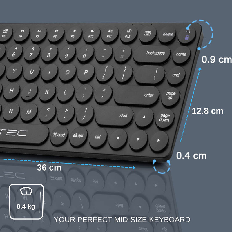 Bluetooth Keyboard for iPad, iPhone, Android, Apple, Windows – Streamlined, Compact Multi Device Keyboard – Ergonomic Bluetooth Wireless Keyboard for Mac, PC – Computer Keyboard Bluetooth by Vortec