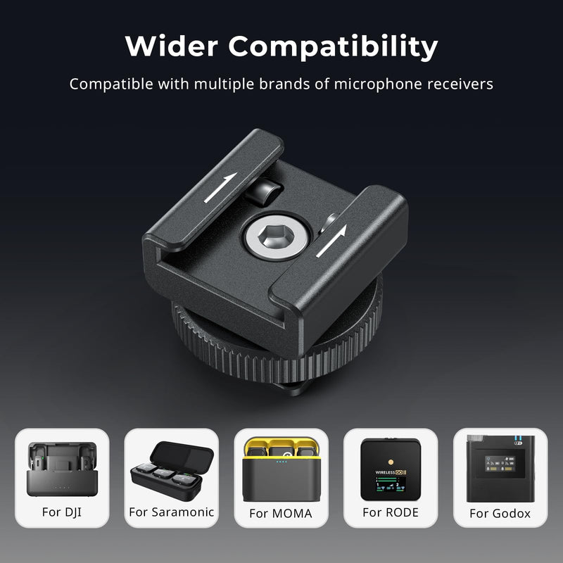 [AUSTRALIA] - SmallRig Cold Shoe Mount Adapter for Wireless Microphone, for DJI Mic / Mic 2, for RODE Wireless Go II, for Saramonic BLink 900 B, for Hollyland C1, with 1/4"-20 Threaded Hole, Anti Drop Design - 4822 