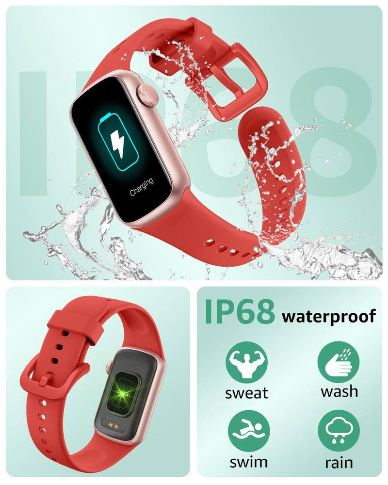 Fitness Tracker with Step Counter/Calories, Activity Health Tracker with Blood Pressure Heart Rate Monitor, Sleep Tracker, 137+ Sport Modes, Pedometer SmartWatch, Gift for Women Men FluorescentOrange