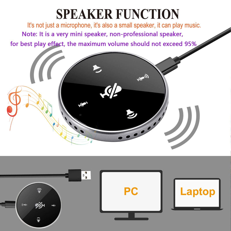 Upgrated USB Conference Microphone with Speaker,Laptop Omnidirectional Computer Mic with Touch-Sensor to Mute/Volume,for Zoom Meetings,Skype,VoIP Call,Interview,Christmas Stocking Stuffers Gifts Touch Screen with Speaker
