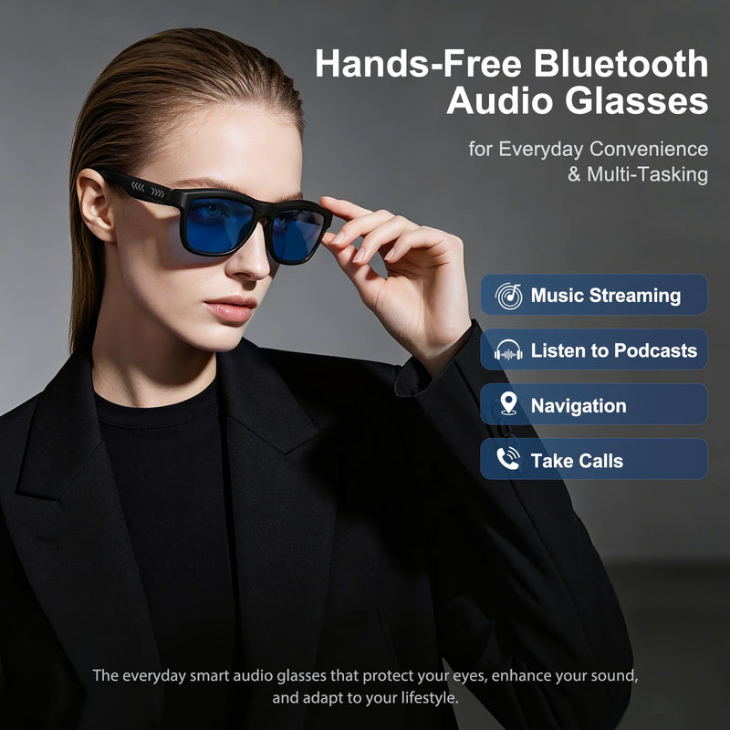 Smart Bluetooth Audio Glasses with Active Electrochromic Dimming, Hands-Free Calls & Music, AI Assistant & Productivity, Wearable Tech Glasses for Business/Travel/Sports, Ideal Gifts for Men Women