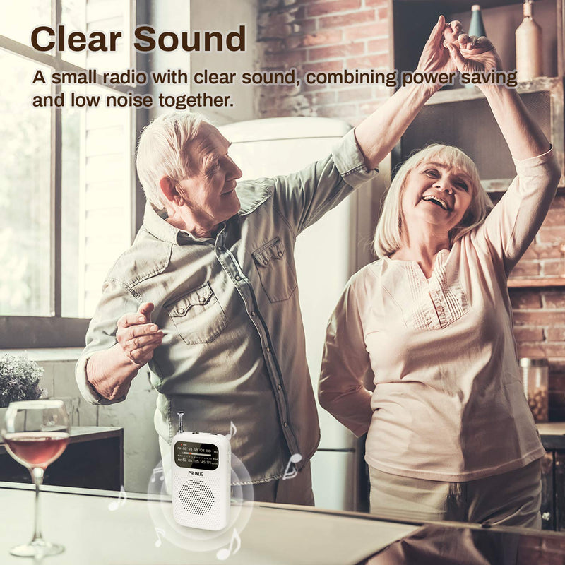[AUSTRALIA] - PRUNUS J-777 Pocket Radios Portable AM FM Small Personal Radio with Best Reception, AAA Battery Operated Transistor Radio with Headphone & Speaker for Walk/Jogging/Camping White 