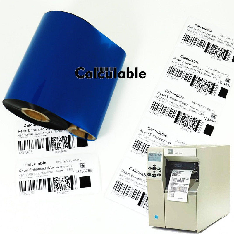 4.33" x1476' (110mmx450m) Thermal Transfer Ribbon Ink Outside Wax Ribbons Resin Enhanced Wax for Zebra GK420D SM4 ZT410 GC420t GK420t GX420t GX430t Tec Datamax Intermec Citizen Printer Resin Enhanced Wax 4.33"x1476'