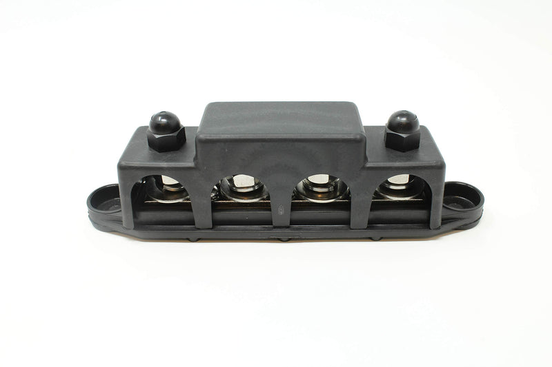 4 Post Power Distribution Block Bus Bar Pair with Cover - Made in The USA - 250 Amp Rating – Marine Bus Bar, Automotive, and Solar Wiring – Battery Terminal Distribution Block - (3/8” Black) 3/8 - Black