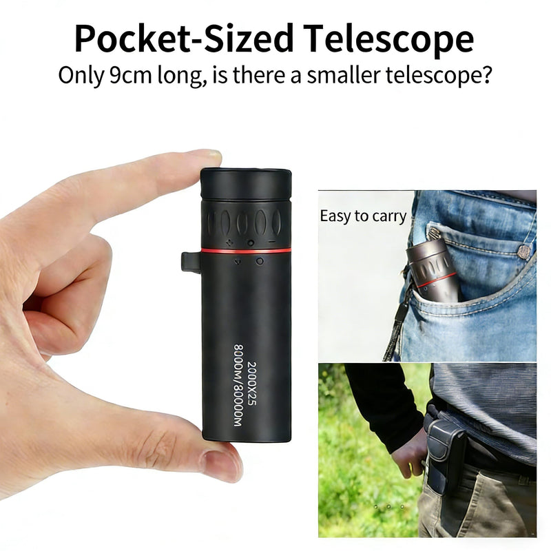 [AUSTRALIA] - Mini Monocular Telescope with Phone Adapter, 25X Magnification Portable Single Tube for Hiking, Bird Watching, Stargazing, and Outdoor Adventures B 