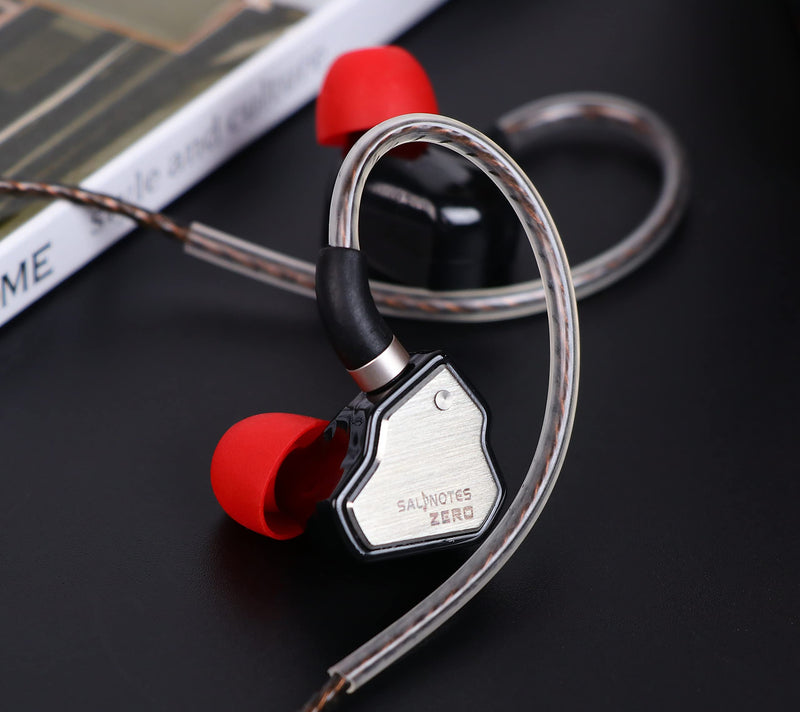 Linsoul 7Hz Salnotes Zero 10mm Dynamic Driver in Ear Monitor(Black) + Kiwi Ears Flex Earbud Tips, 3 Pairs, S/M/L Size
