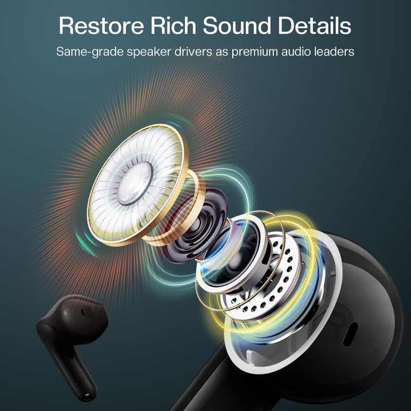 Black Long Battery Life Wireless Earbuds Budget for iPhone Android | Stereo Bass,Semi In Ear Budget Wireless Bluetooth Earbuds Long Battery Life Ear Buds Elegant Cheap Wireless Bluetooth Earbuds Black