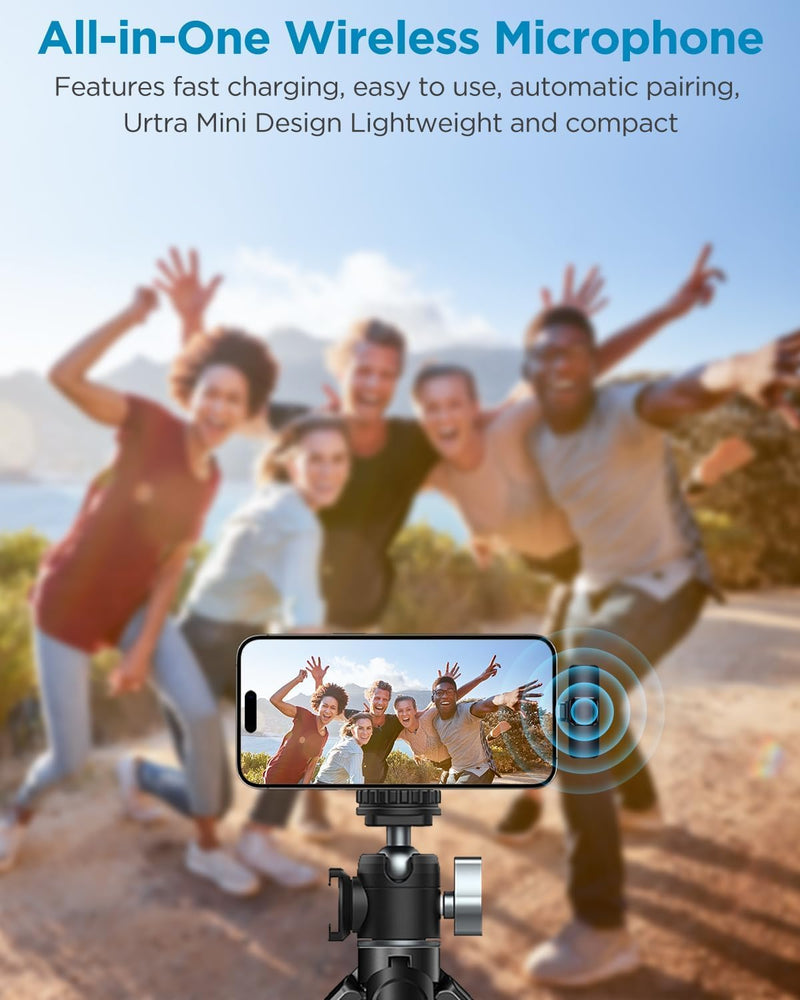 2 Pack Wireless Microphone for iPhone 15 Series,iPad,Android, USB-C Wireless Clip-on Microphones for iPhone Video Recording, YouTube, Interview, TikTok, Vlog, MC-1