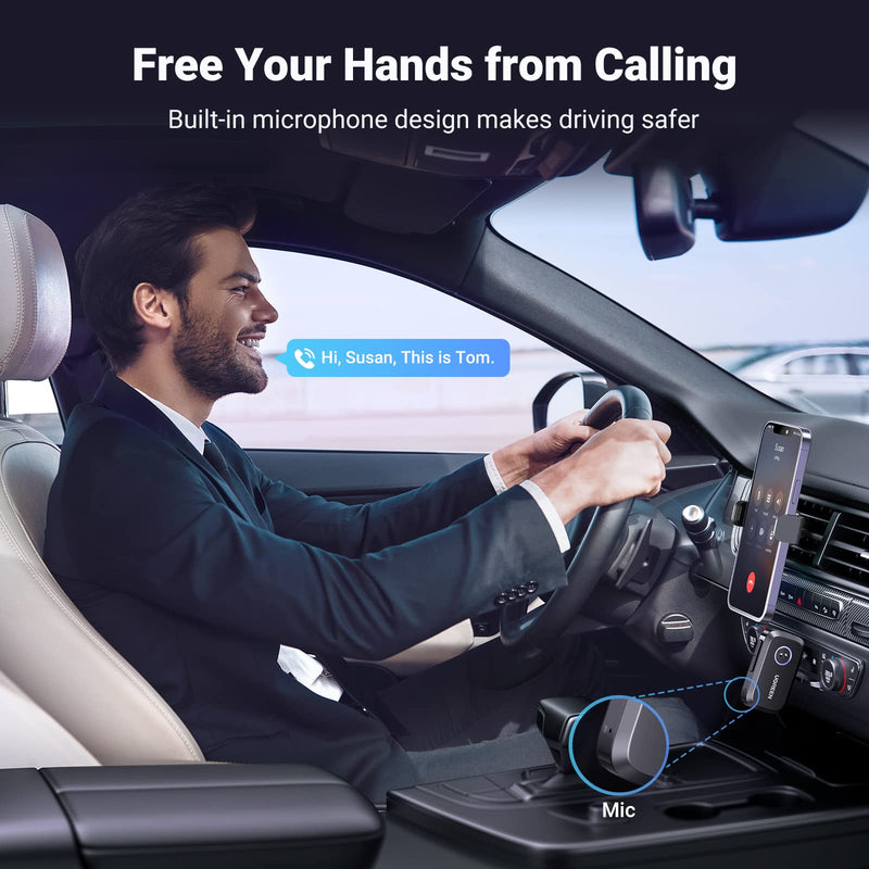 UGREEN 5.3 Aux Bluetooth Adapter for Car, [Greater Connection] Bluetooth Aux Adapter for Car, Bluetooth aux for Wireless Audio Receiver for Home Stereo/Wired Speaker, 15H Battery Life Black