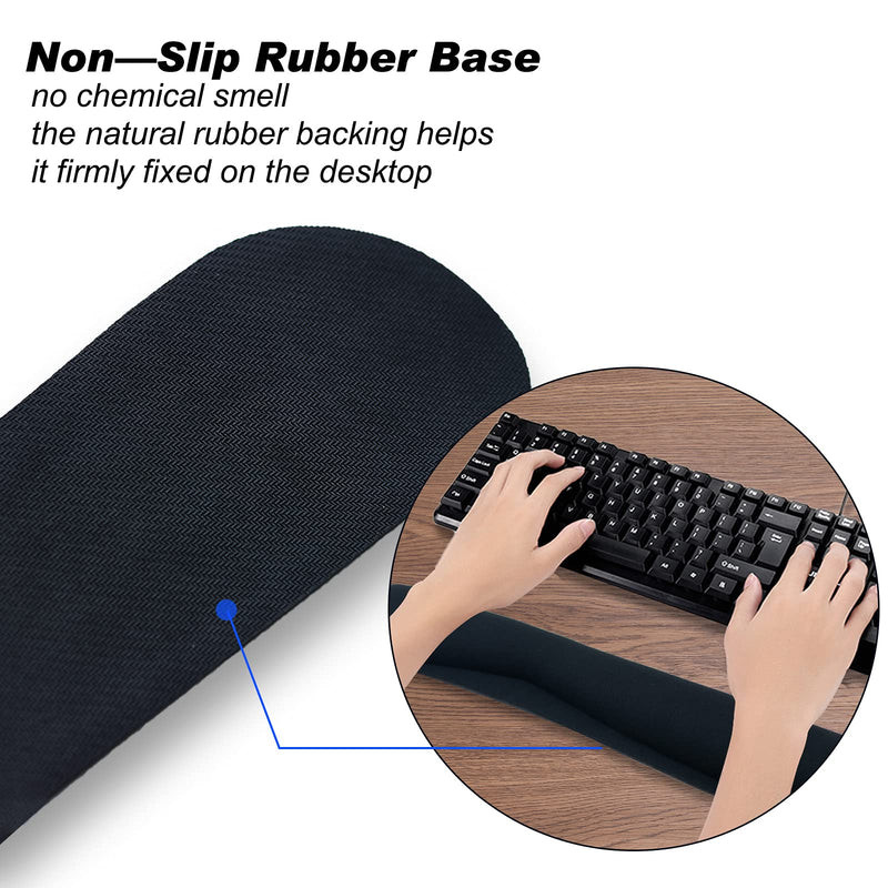 Xmaxbel Keyboard Wrist Rest, Memory Foam Wrist Pad for Keyboard, Keyboard Wrist Support Cushion with Nonslip Rubber Base and Ergonomic Design (Black), 16.93 x 3.35 x 0.78 inches