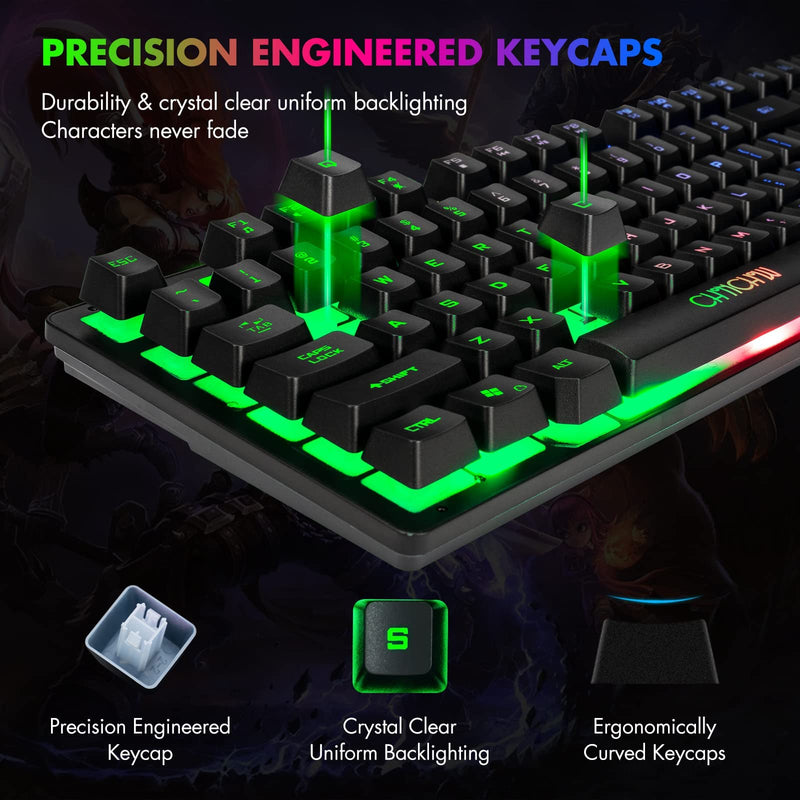 RGB Compact Gaming Keyboard, CHONCHOW USB Wired 87 Keys Gaming Keyboard LED Rainbow Backlit Tenkeyless Gaming Keyboard TKL Keyboard Gaming RGB Keyboard for Laptop Ps4 Xbox PC Computer Game and Work Black