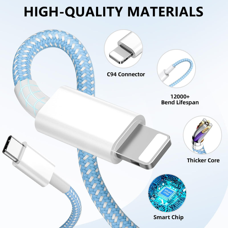 [AUSTRALIA] - Phone Charger Fast Charging, 4 Pack 20W USB C Wall Charger Block with 6FT Charging Cable for Phone Fast Charger Compatible with Phone 14/14 Pro Max/13/13 Pro/12/12 Pro/11/11 Pro/XS, Pad and More 