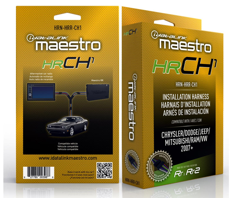 Idatalink Maestro HRN-HRR-CH1 Plug & Play Radio T-Harness Replacement for Select Compatible 2007-2020 Chrysler, Dodge, and Jeep Vehicles (ADS-MRR or ADS-MRR2 Module Required)