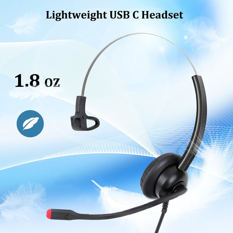 [AUSTRALIA] - USB C Headset with Microphone Noise Cancelling for PC Mac, Wired USB Type C Headphones for iPhone Android Samsung Laptop Zoom Skype Webinars Home Office, in-line Control, Clear Chat 