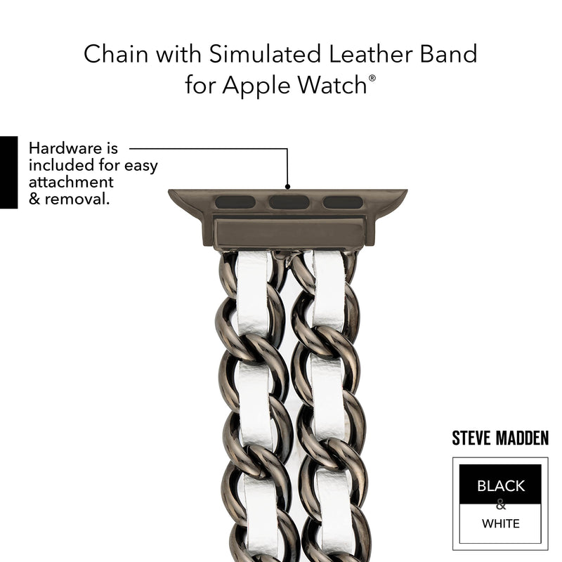 Steve Madden Fashion Chain Bracelet for Apple Watch 42mm (Series 1-3), 44/45/46/49mm (Ultra & Ultra 2) Black/White