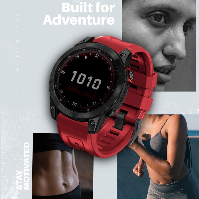 26mm watch band for garmin fenix 5x 6x 7x 3 hr quickfit 26 watch band for garmin women men silicone Pink and Red bundle
