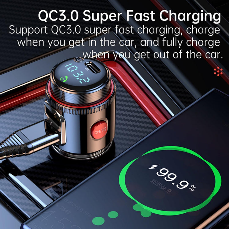 [AUSTRALIA] - Bluetooth Car Adapter, PD30W AUX Wireless Bluetooth FM Transmitter USB C & QC3.0 Dual Fast Charging Music Player HiFi Bass Sound for Hands-Free Calling USB Drive 