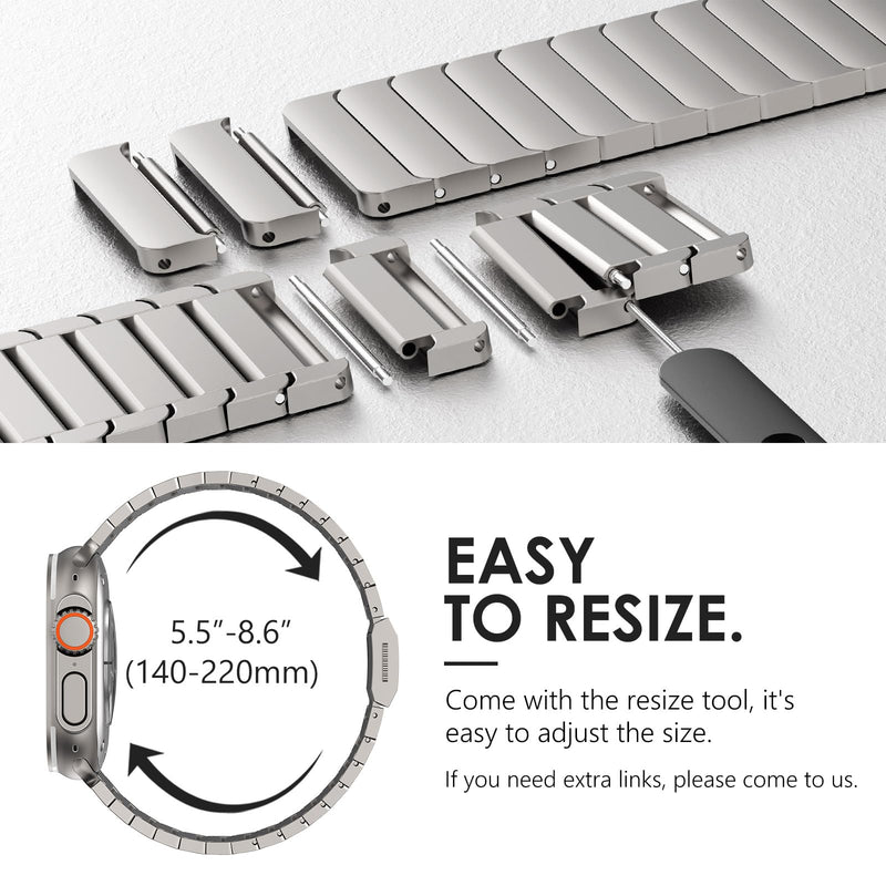 NewWays Grade 2 Titanium Link Bracelet for Apple Watch Ultra 3 2 1 49mm Series 11/10 46mm 45mm 44mm Series 4 5 6 7 8 9 10 11 SE Magnetic Clasp Strap Sport Metal Band for Men 44/45/46/49mm
