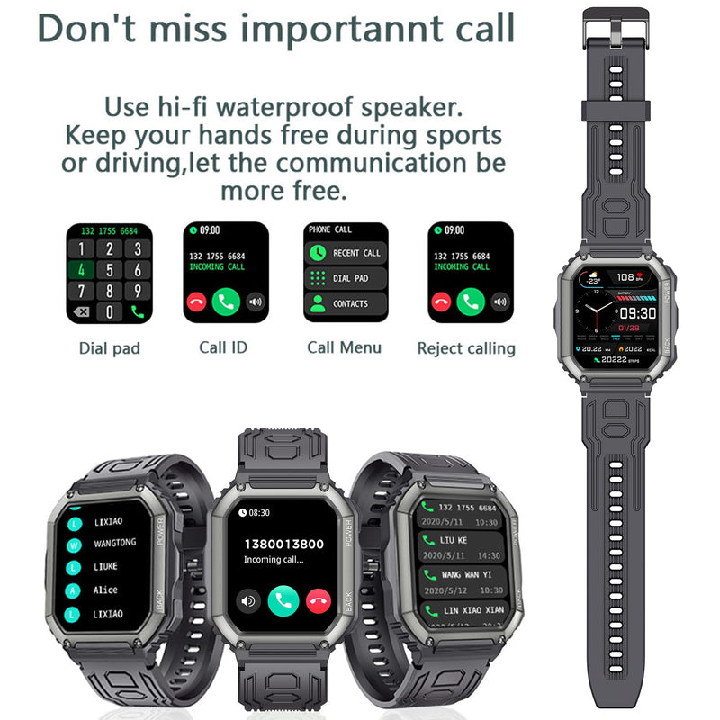 Smart Watches for Men(Answer/Make Call), 1.8" HD Fitness Tracker Watch with Blood Pressure/Heart Rate Monitor, SpO2, 100+ Sports Fitness Smart Watch for Android/iOS Phones, 3 Watch Bands (Black)