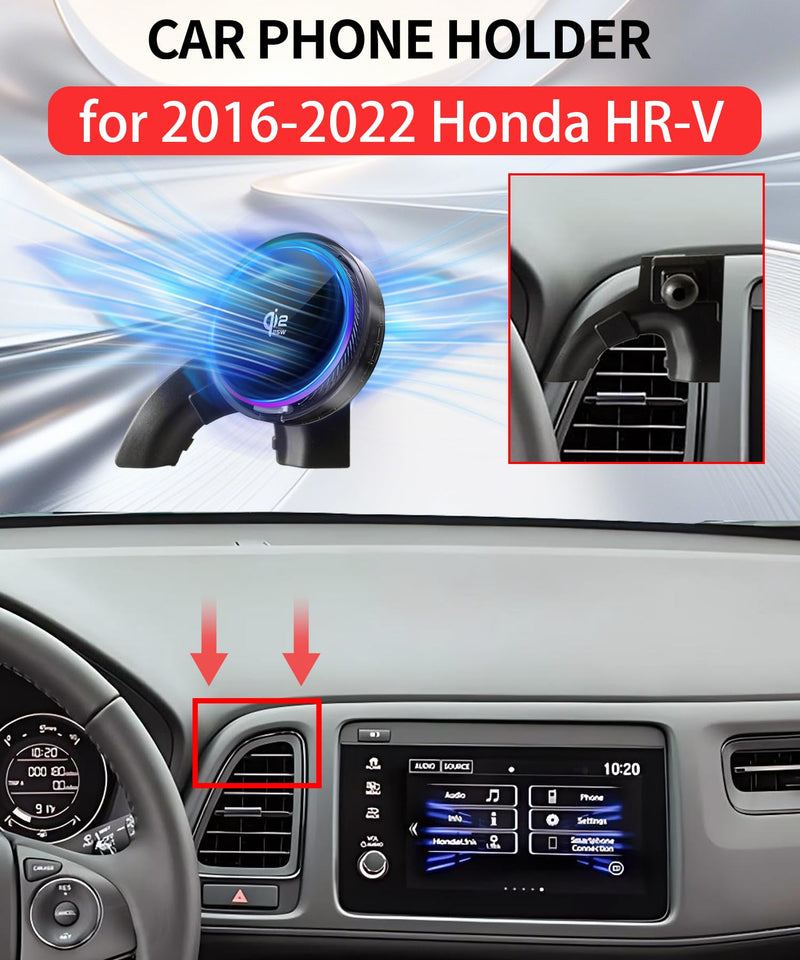 25W Car Mount Charger for Honda HRV HR-V 2016-2022 | 2016-2022 Honda HRV HR-V Qi2.2 25W MagSafe Fast Charging Cell Phone Holder Accessories,with Cooling Fan＆54W Fast Adapter for 2016-2022 Honda HR-V