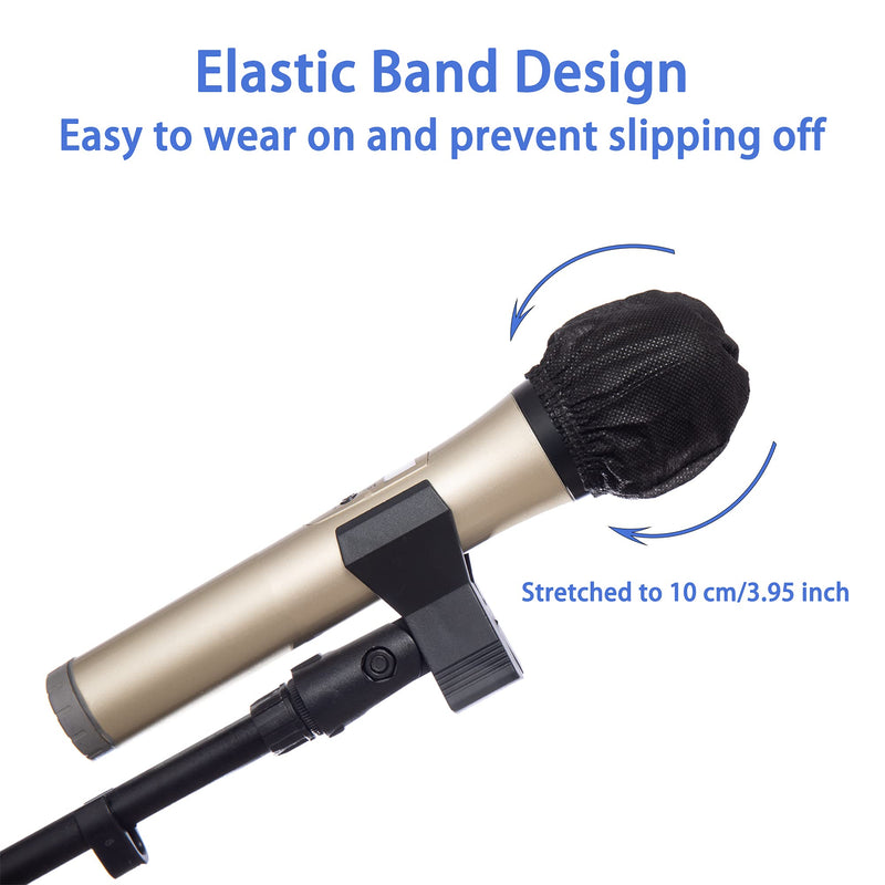 Microphone Cover Pop Filter 800 PCS, Disposable Mic Cover with Individual Packing, Microphone Protector Suit for Most Handheld Microphones, Non-woven, Black 800 PCS-Black