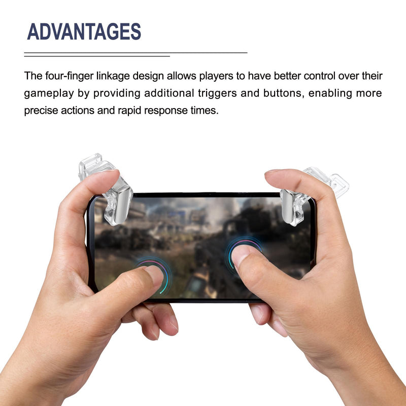 MECCANIXITY 2 Set Gaming Trigger Mobile Game Controller Fire Keys Alloy Button Clear for 4.7-6.5 Inch Cell Phone