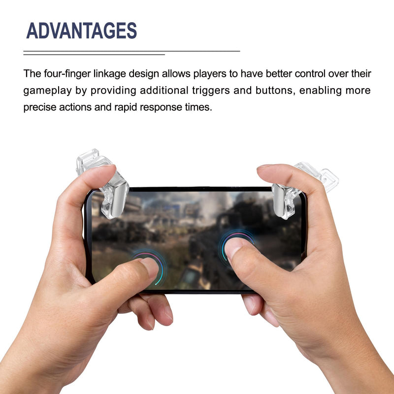 MECCANIXITY Gaming Trigger Mobile Game Controller 1 Pair Fire Keys Alloy Button Clear for 4.7-6.5 Inch Cell Phone