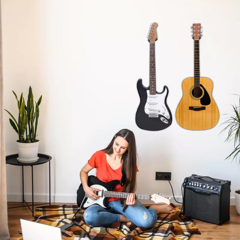 Guitar Wall Mount 2 Pack, Mahogany Wood Guitar Hanger, U-Shaped Guitar Wall Hanger Mount, Guitar Holder Hook Stand Wall for Acoustic, Electric Guitar, Banjo, Bass, Gift for Guitar Player