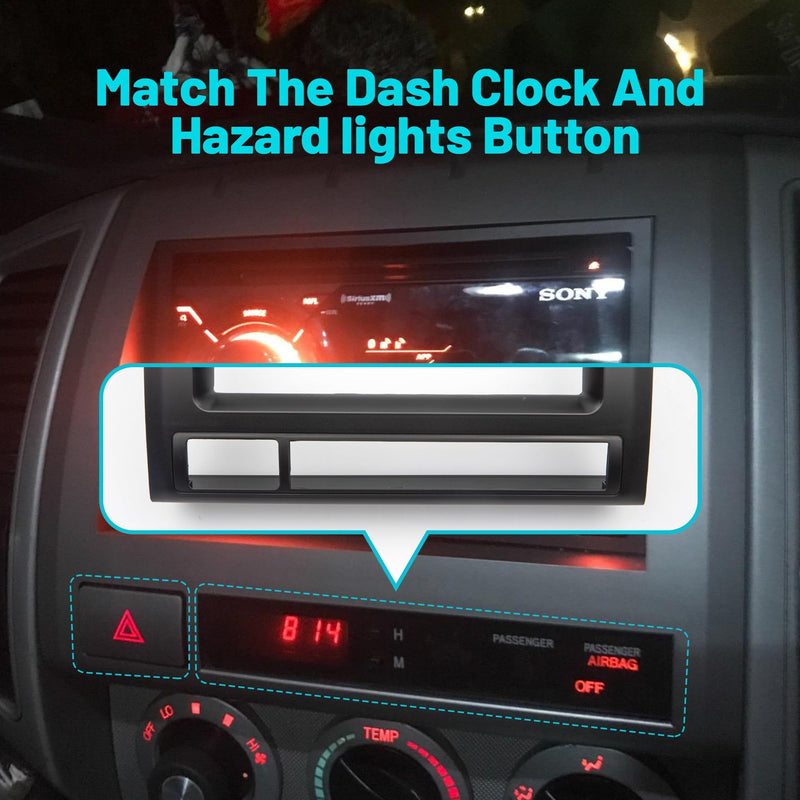 NuIth Double DIN Radio Installation Dash Kit Fits for 2005-2011 Toyota Tacoma, Factory Clips Required, Aftermarket Radio Dash Stereo Mounting Installation Trim Bezel Bracket Kits