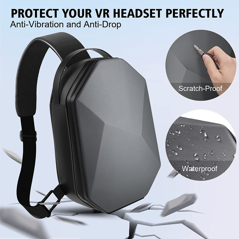 Hard Carrying Case for Meta Quest 3/Oculus Quest 2/Vision Pro VR Headset,Compatible with Head Strap with Battery, VR Gaming Accessories,Fashion Design for Travel and Storage Black