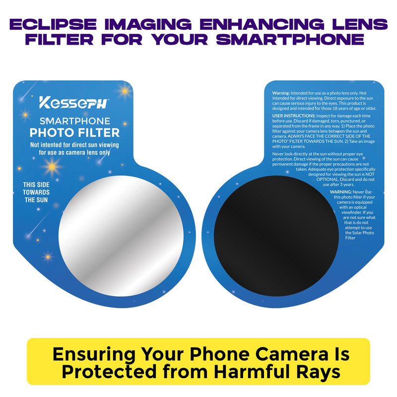 Solar Eclipse Imaging Enhancing Lens Filter for Your Smartphone 4-Pack. Capture The Eclipse and Ensure Your Phone Camera is Shielded from Harmful Rays